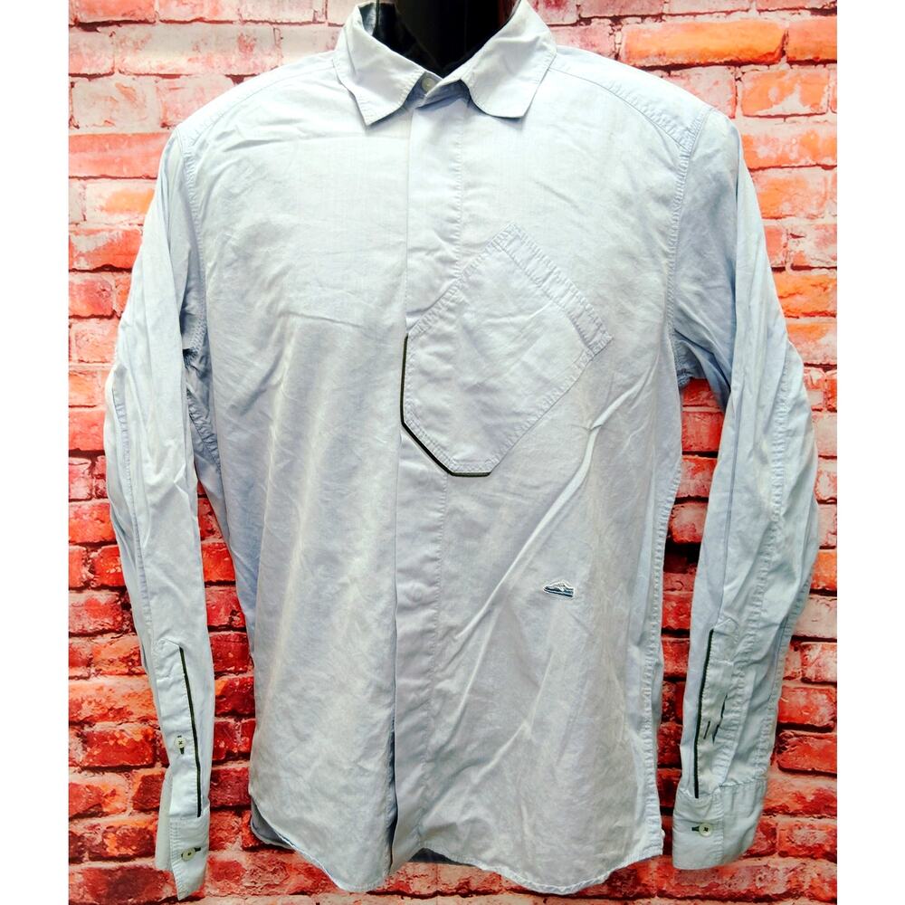 Tretorn Shirt Mens Large Blue Long Sleeve Regular Fit Patch Pocket Button Down